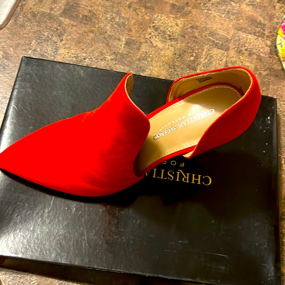 Christian Siriano Red Mules Sleek Minimalist Design